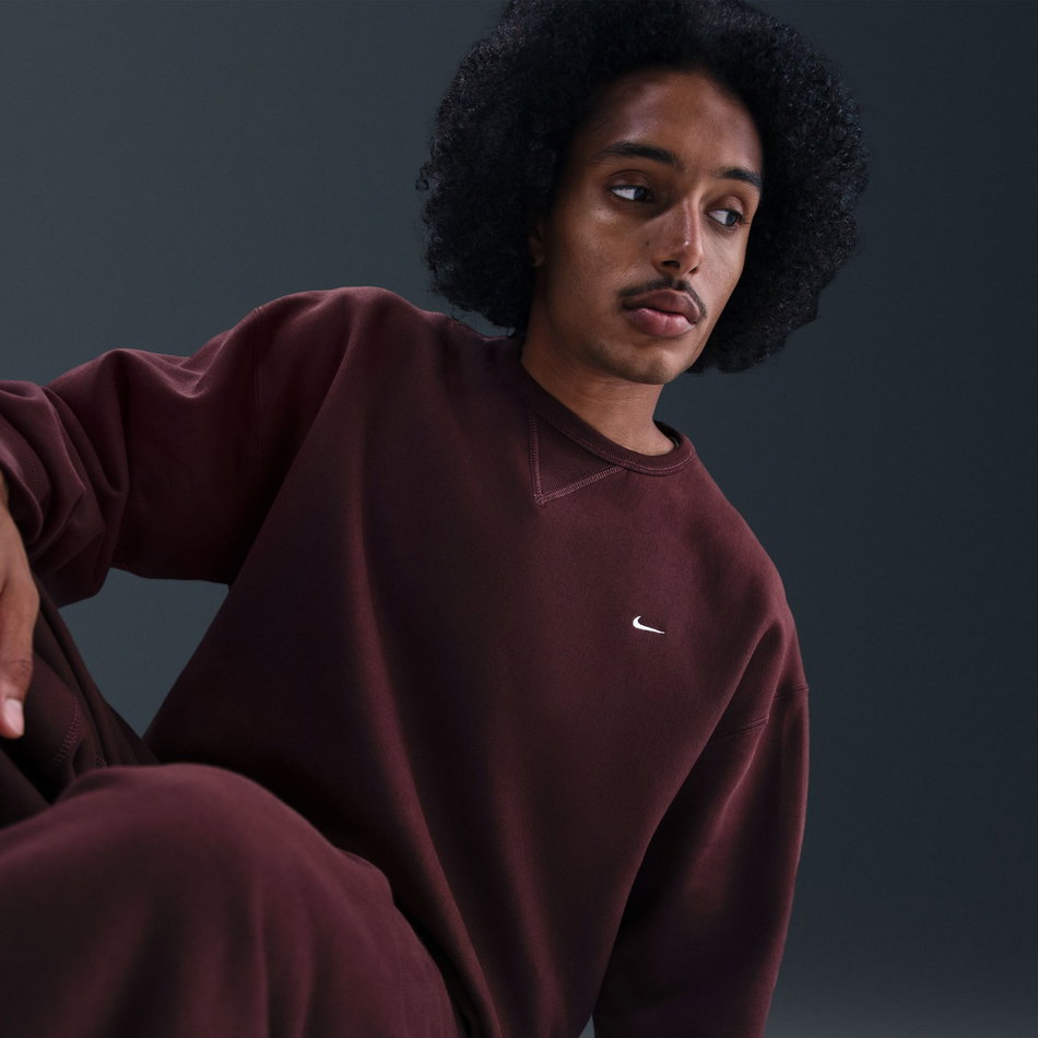 Solo Swoosh LS Crew Erkek Bordo Sweatshirt