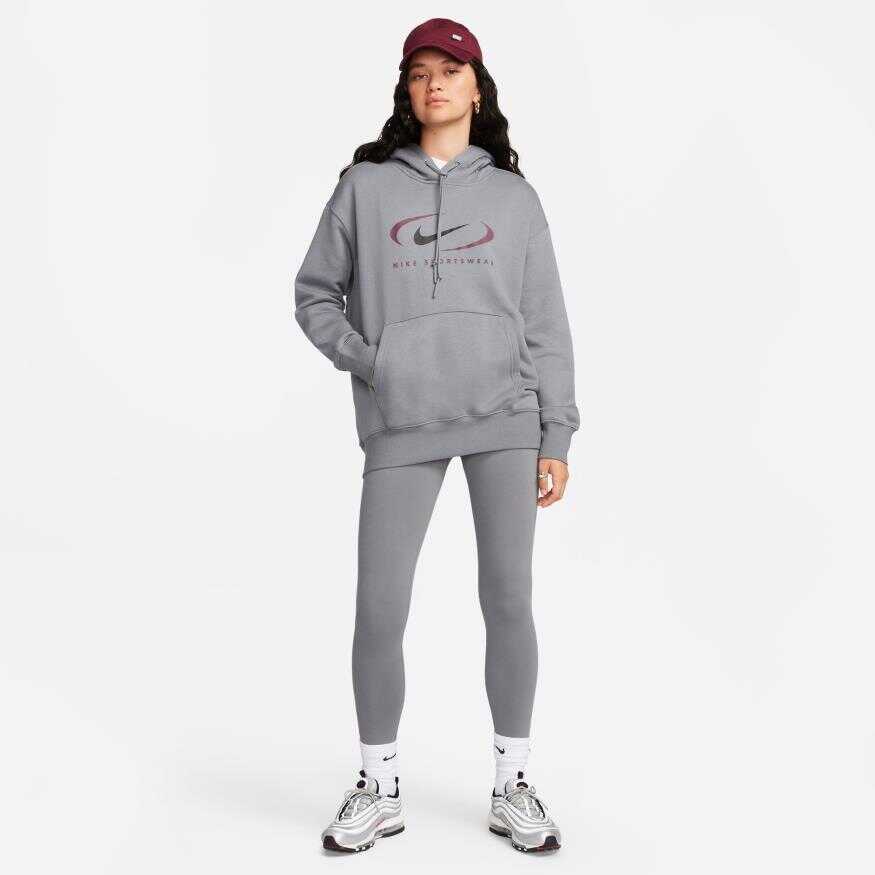 NSW Fleece Os Pullover Hoodie Swoosh Kadın Sweatshirt