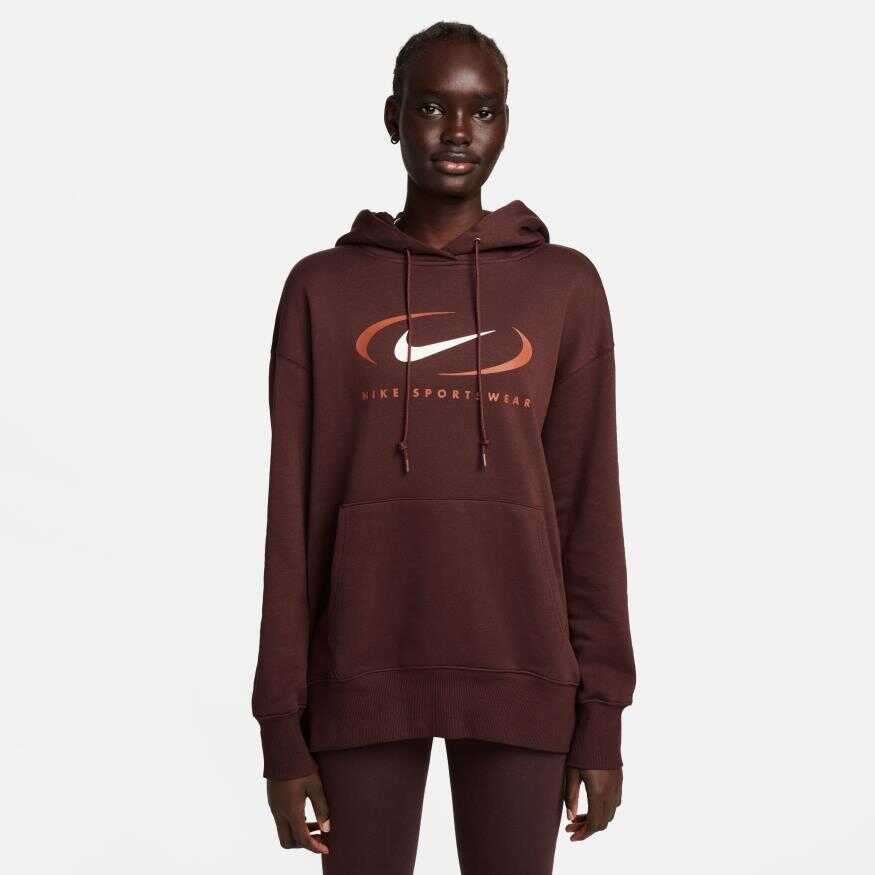 NSW Fleece Os Pullover Hoodie Swoosh Kadın Sweatshirt