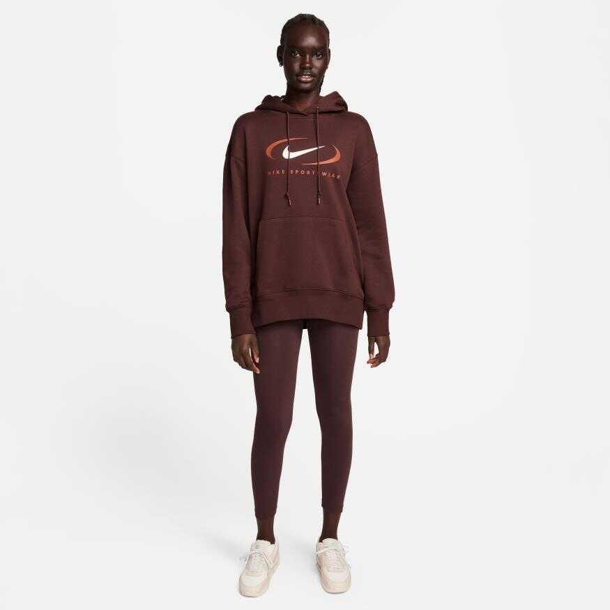 NSW Fleece Os Pullover Hoodie Swoosh Kadın Sweatshirt