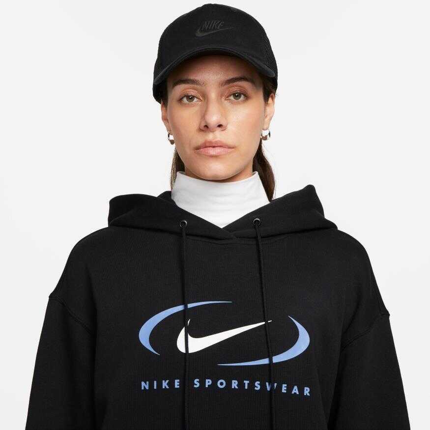 NSW Fleece Oversize Pullover Hoodie Swoosh Kadın Sweatshirt