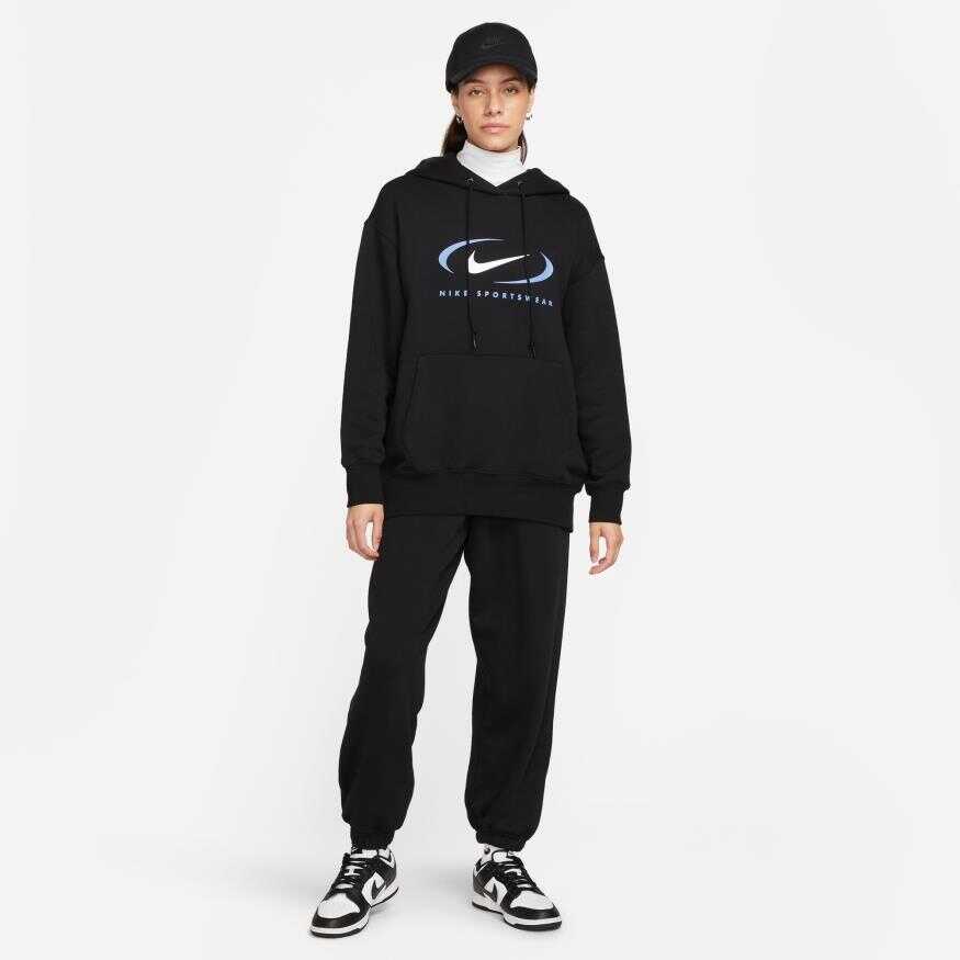 NSW Fleece Oversize Pullover Hoodie Swoosh Kadın Sweatshirt