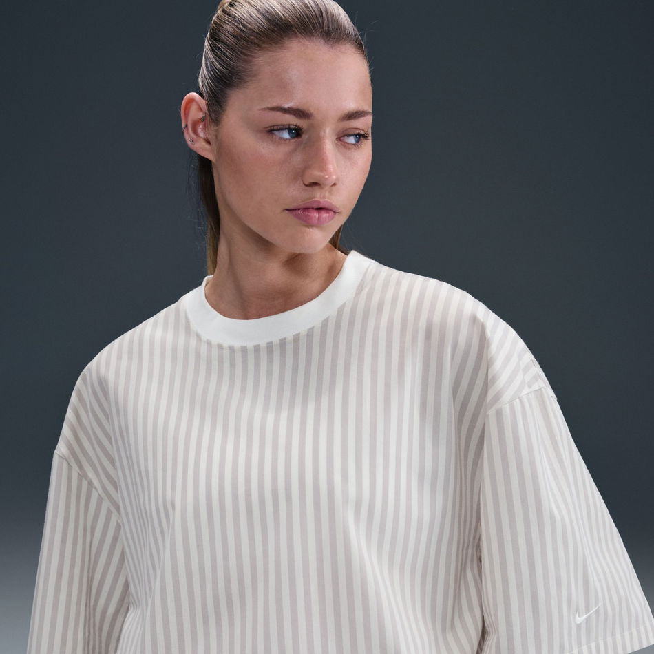 Stripe Poplin Boxy Top Kadın Bej Tişört