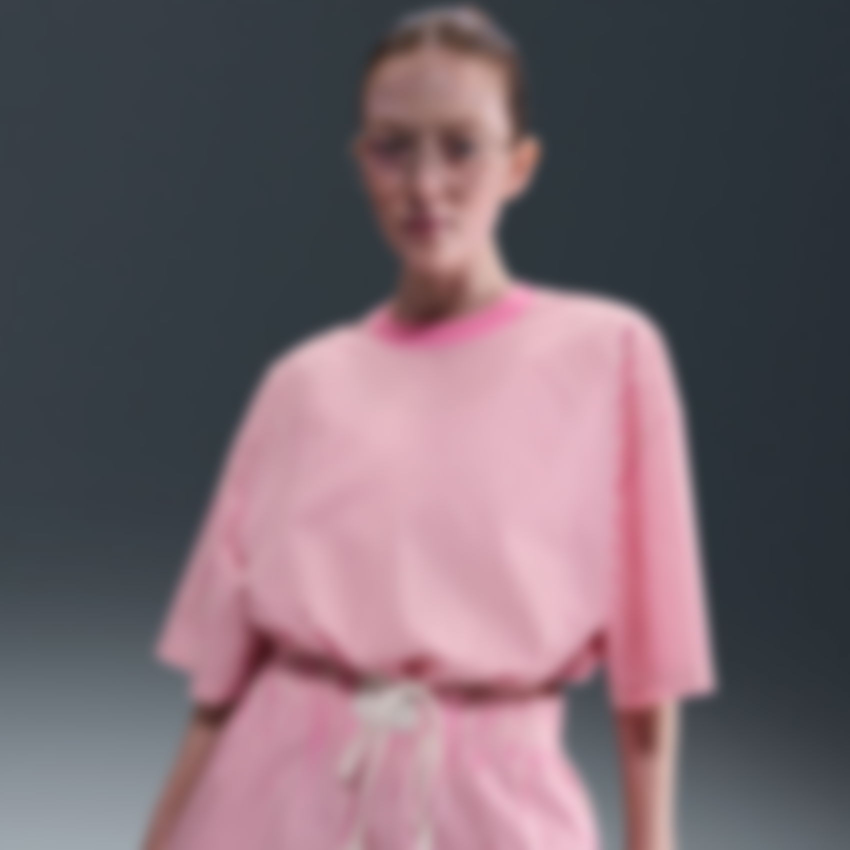 NIKE - Stripe Poplin Boxy Top Kadın Pembe Tişört
