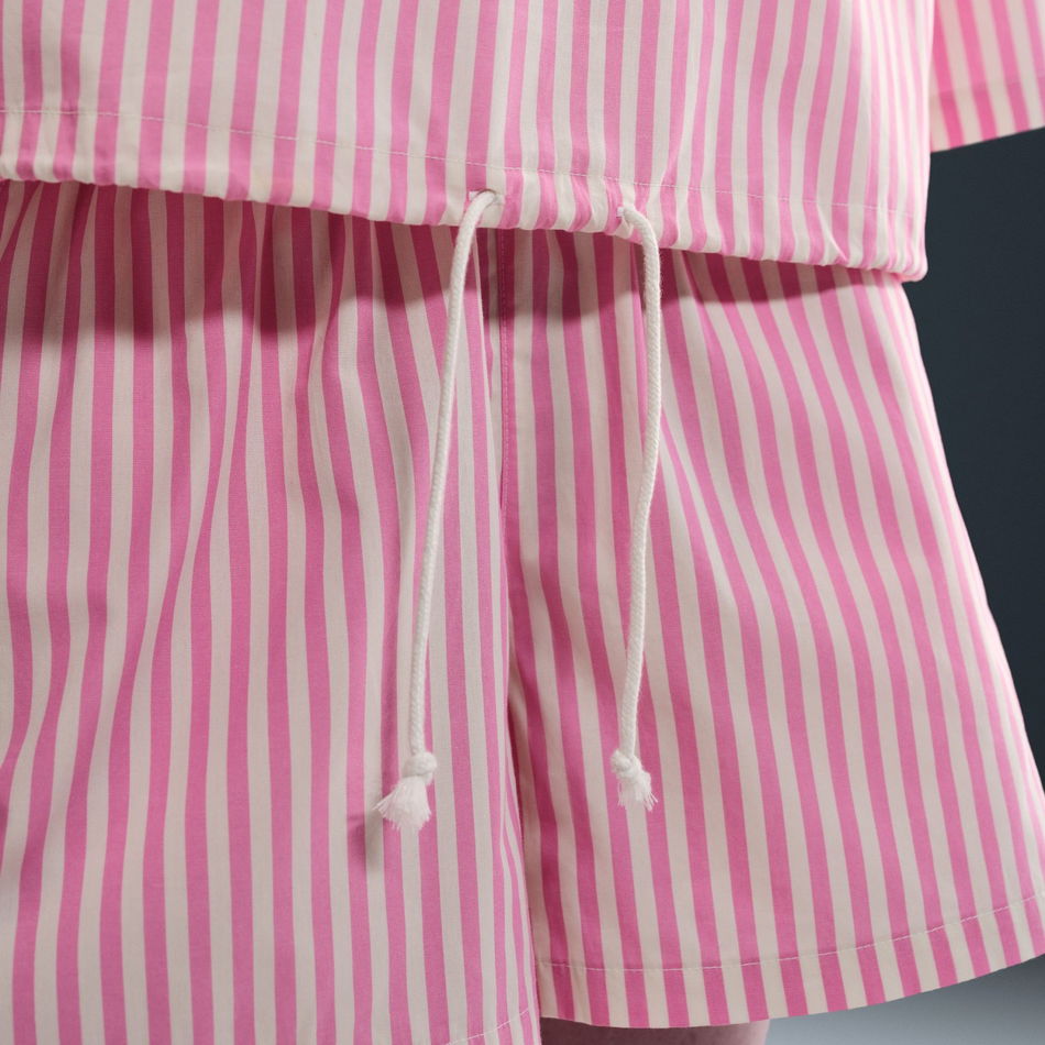 Stripe Poplin Boxy Top Kadın Pembe Tişört
