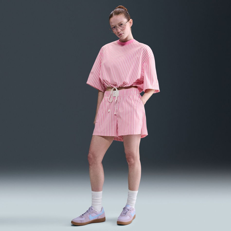Stripe Poplin Boxy Top Kadın Pembe Tişört