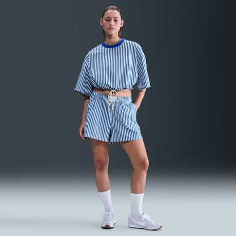 NIKE - Stripe Poplin Boxy Top Kadın Tişört