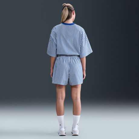 NIKE - Stripe Poplin Boxy Top Kadın Tişört (1)