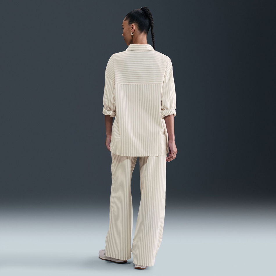 Stripe Poplin Button-Up Kadın Bej Gömlek