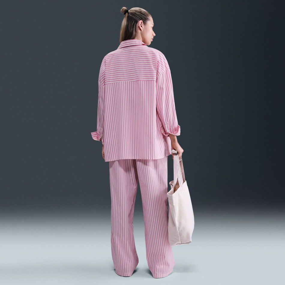 Stripe Poplin Button-Up Kadın Pembe Gömlek