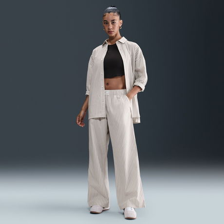 NIKE - Stripe Poplin Pant Kadın Bej Eşofman Altı