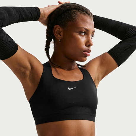 NIKE - Swift Hs Bra Hafif Astarlı Kadın Siyah Sporcu Sütyeni