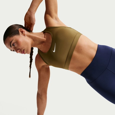 NIKE - Swoosh Med Spt Bra Pedli Kadın Yeşil Sporcu Sütyeni