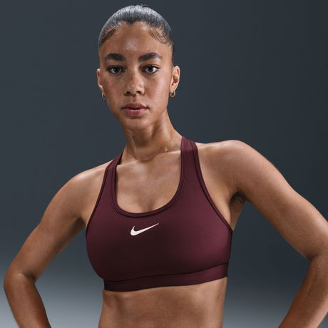 NIKE - Swoosh Medium Support Bra Kadın Bordo Sporcu Sütyeni