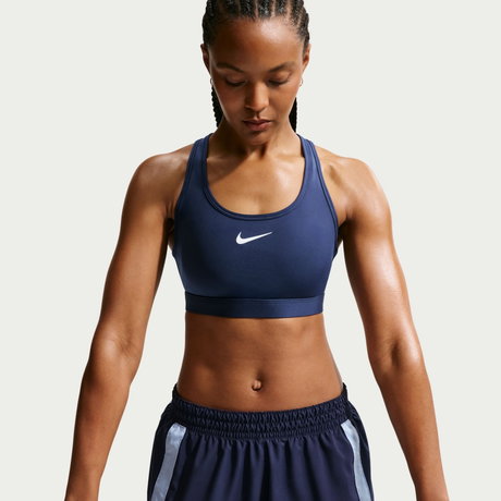 NIKE - Swoosh Medium Support Bra Pedli Kadın Mavi Sporcu Sütyeni