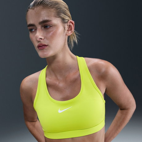 NIKE - Swoosh Medium Support Bra Pedli Kadın Sarı Sporcu Sütyeni