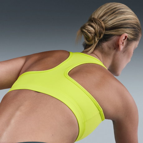 NIKE - Swoosh Medium Support Bra Pedli Kadın Sarı Sporcu Sütyeni (1)