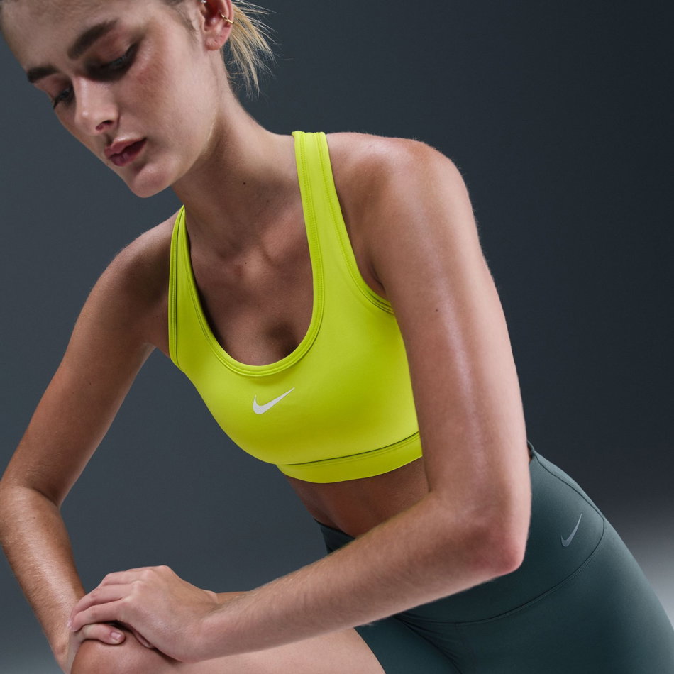 Swoosh Medium Support Bra Pedli Kadın Sarı Sporcu Sütyeni