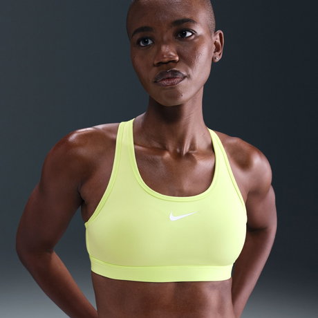 NIKE - Swoosh Medium Support Bra Pedli Kadın Sarı Sporcu Sütyeni