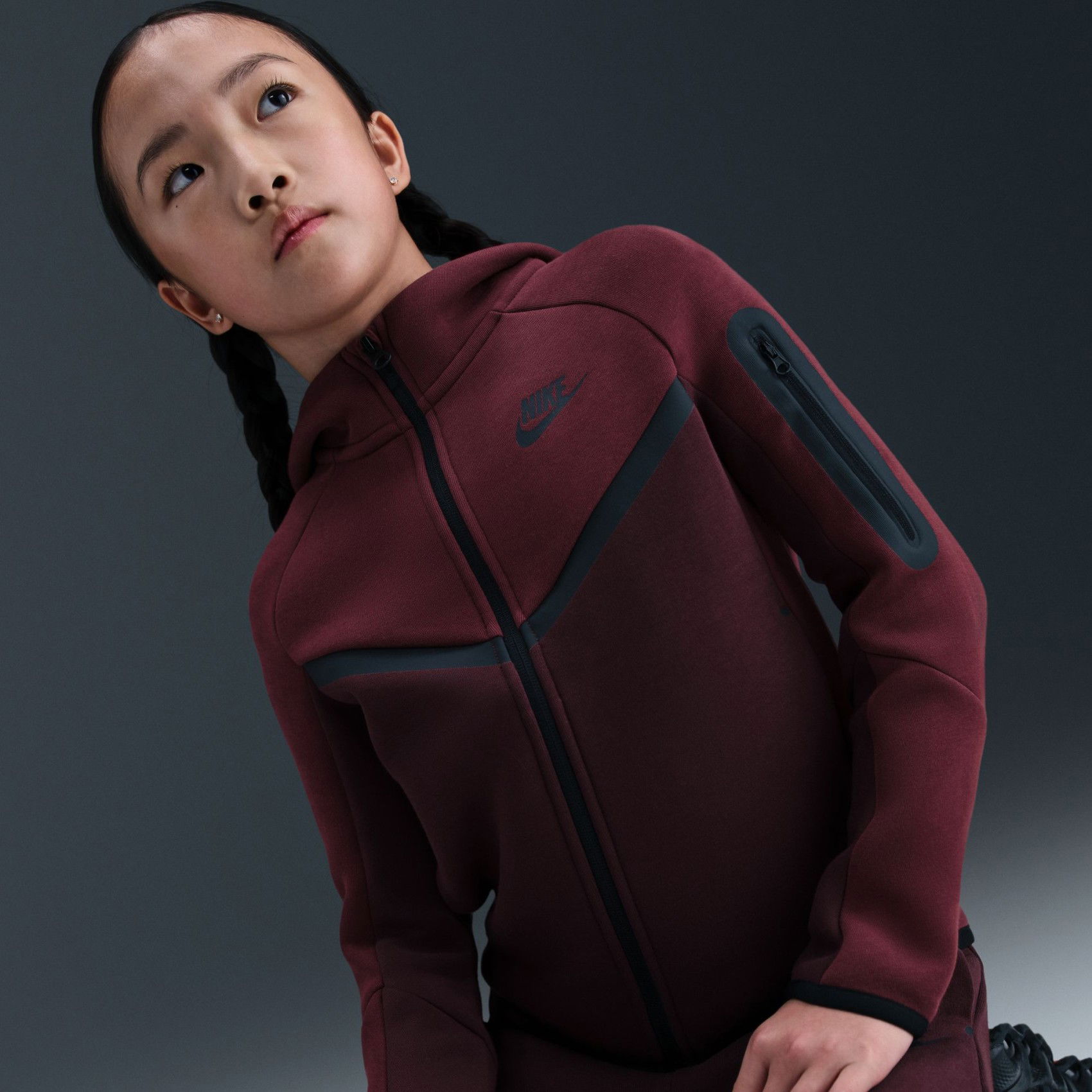 Nike Tech Fleece FZ Çocuk Bordo Sweatshirt HV5867-653