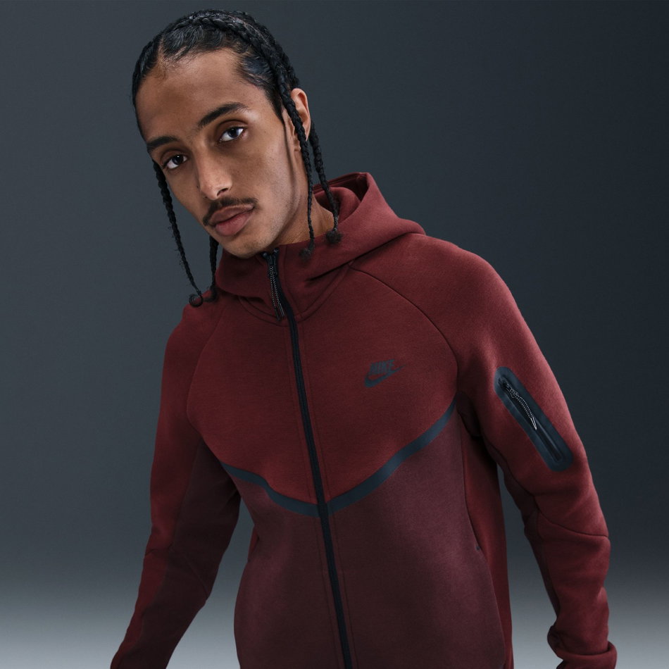 Tech Fleece FZ Windrunner Hoodie Erkek Bordo Sweatshirt