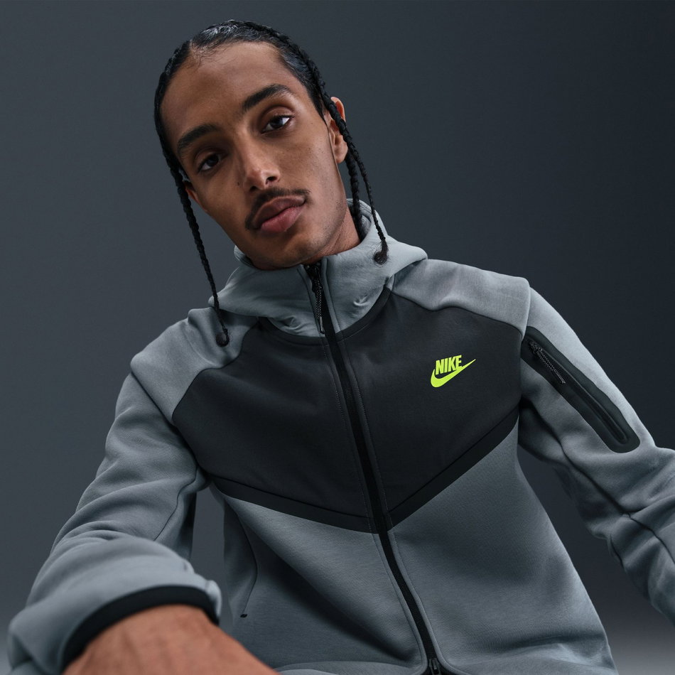 Tech Fleece Mix Wr Hoodie Erkek Gri Sweatshirt