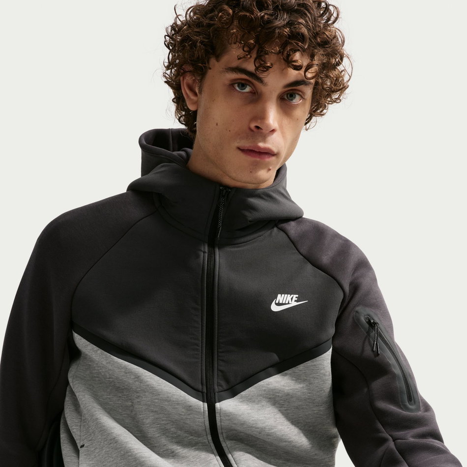 Tech Mix Windrunner Hoodie Erkek Gri Sweatshirt