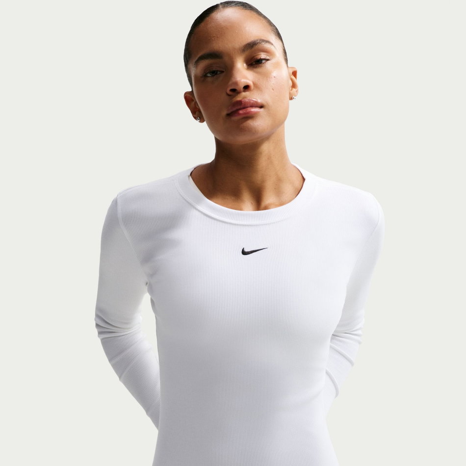 Tee Ls Rib Tight Kadın Beyaz Uzun Kollu Tişört