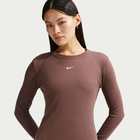 NIKE - Tee Ls Rib Tight Kadın Kahverengi Sweatshirt
