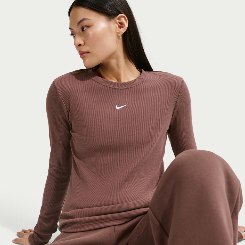 Tee Ls Rib Tight Kadın Kahverengi Sweatshirt
