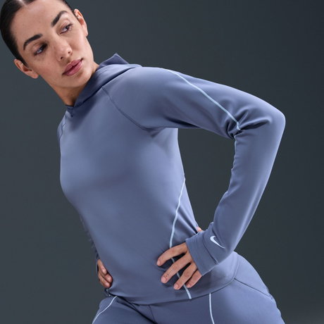 NIKE - Universa Dri-FIT HD LS Top Kadın Mavi Sweatshirt