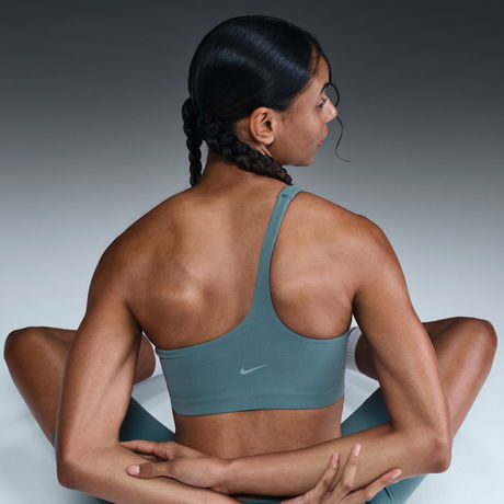 NIKE - Zenvy Asymmetrical Kadın Gri Sporcu Sütyeni (1)