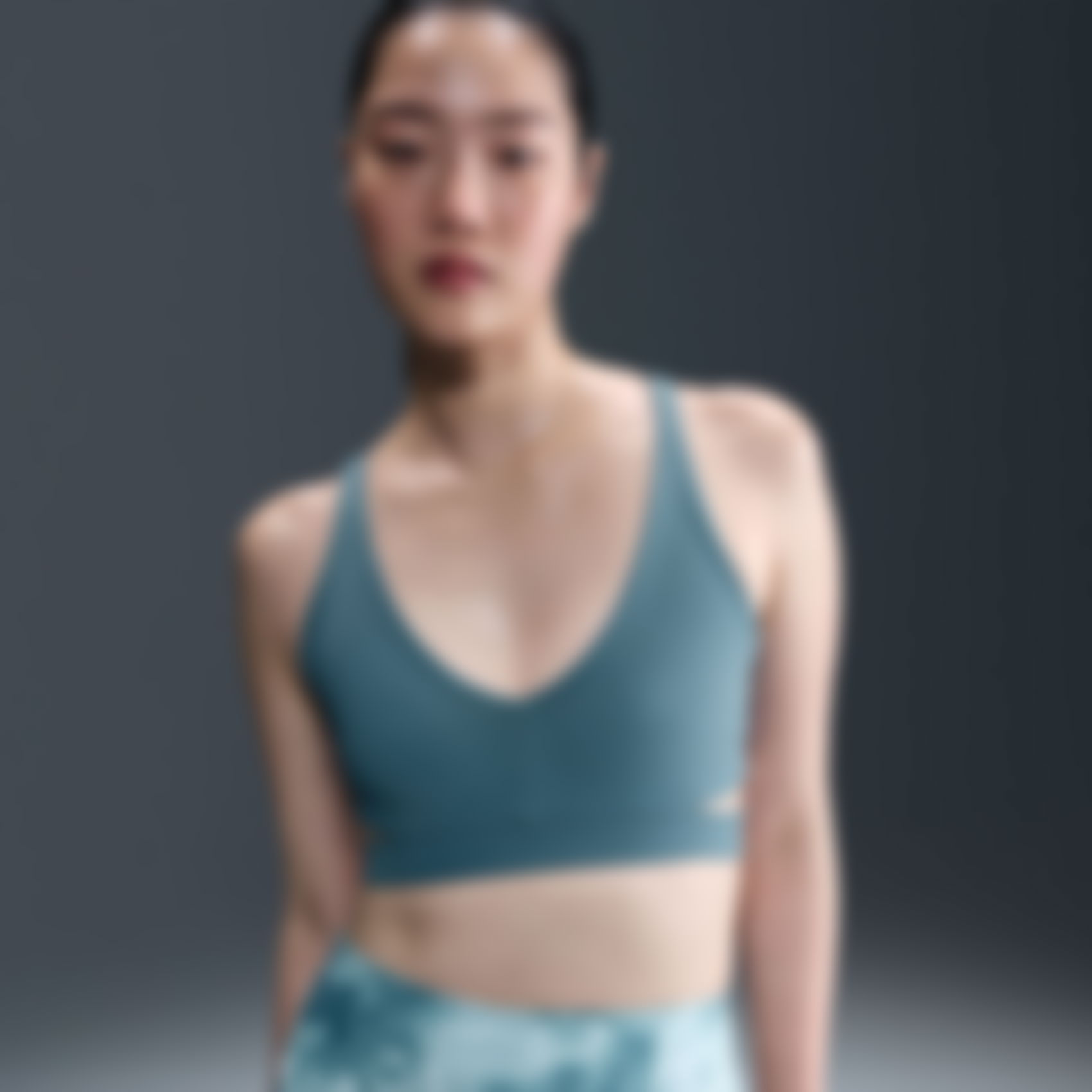 NIKE - Zenvy Rib Bra Kadın Gri Sporcu Sütyeni